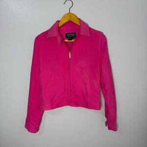 Ralph Lauren Hot Pink 100% Silk Full Zip Bomber Jacket | PS
